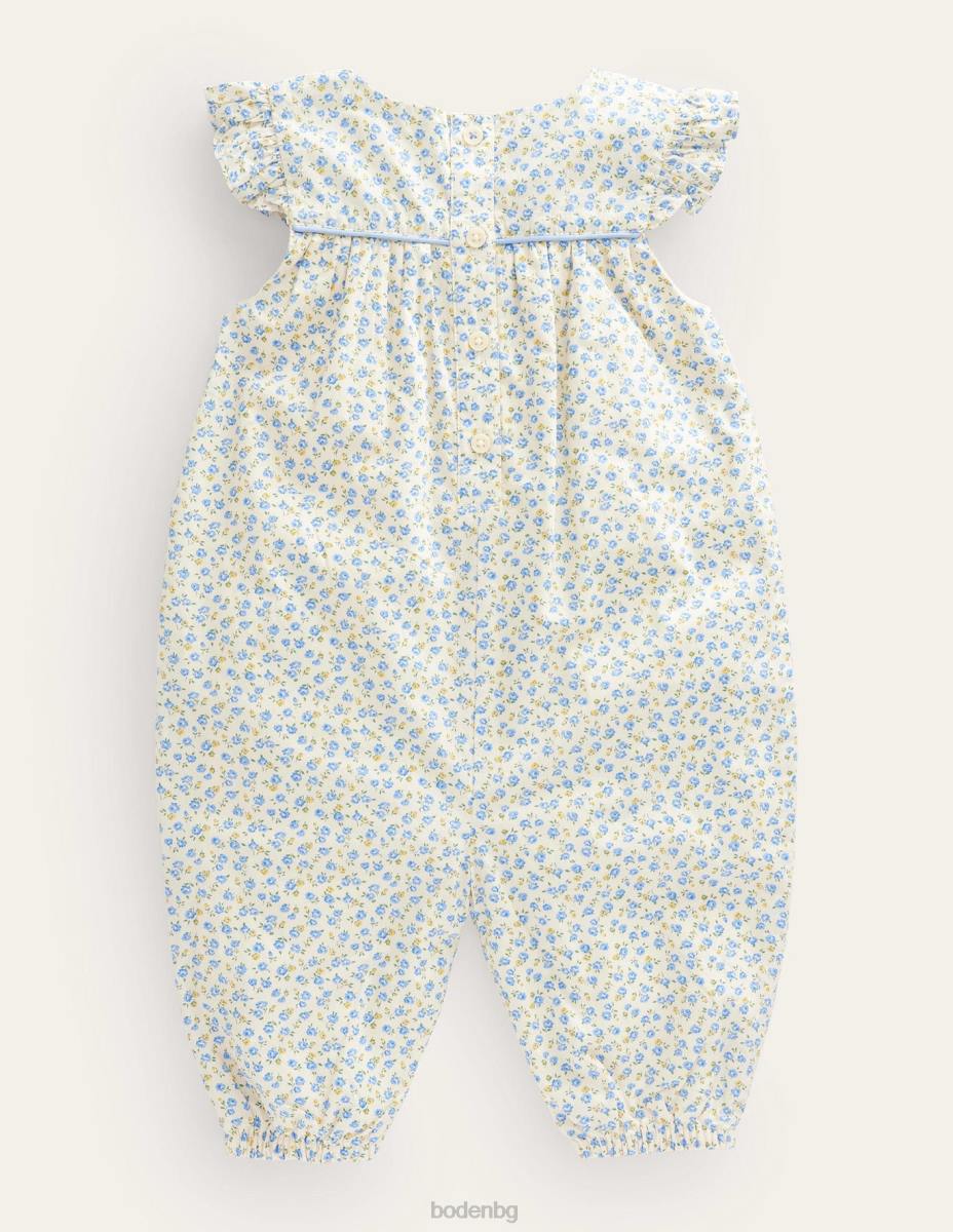 облекло Boden гащеризон с волани с апликация бледосини малки розови пилета момичета LL683263