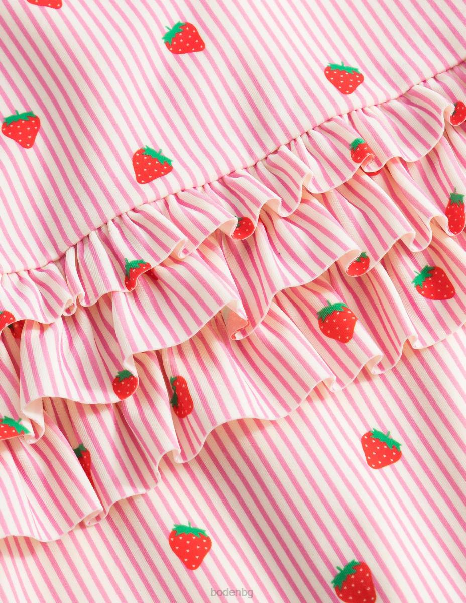 облекло Boden накъдрен, защитен от слънцето сърф костюм розова ивица слонова кост момичета LL683280