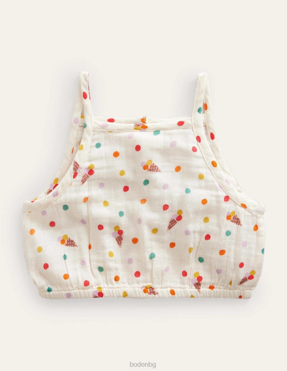 облекло Boden горна част от двоен плат сладоледи от ванилова шушулка момичета LL682828