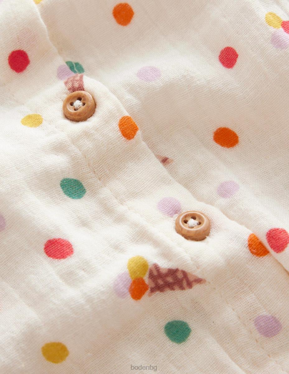 облекло Boden горна част от двоен плат сладоледи от ванилова шушулка момичета LL682828