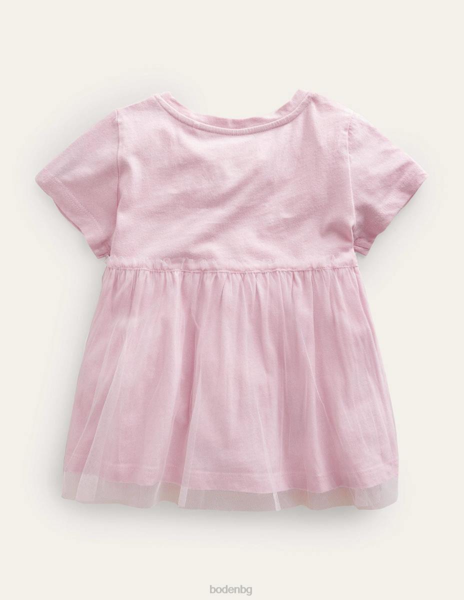 облекло Boden тениска с апликации от тюл френско розово момичета LL682846