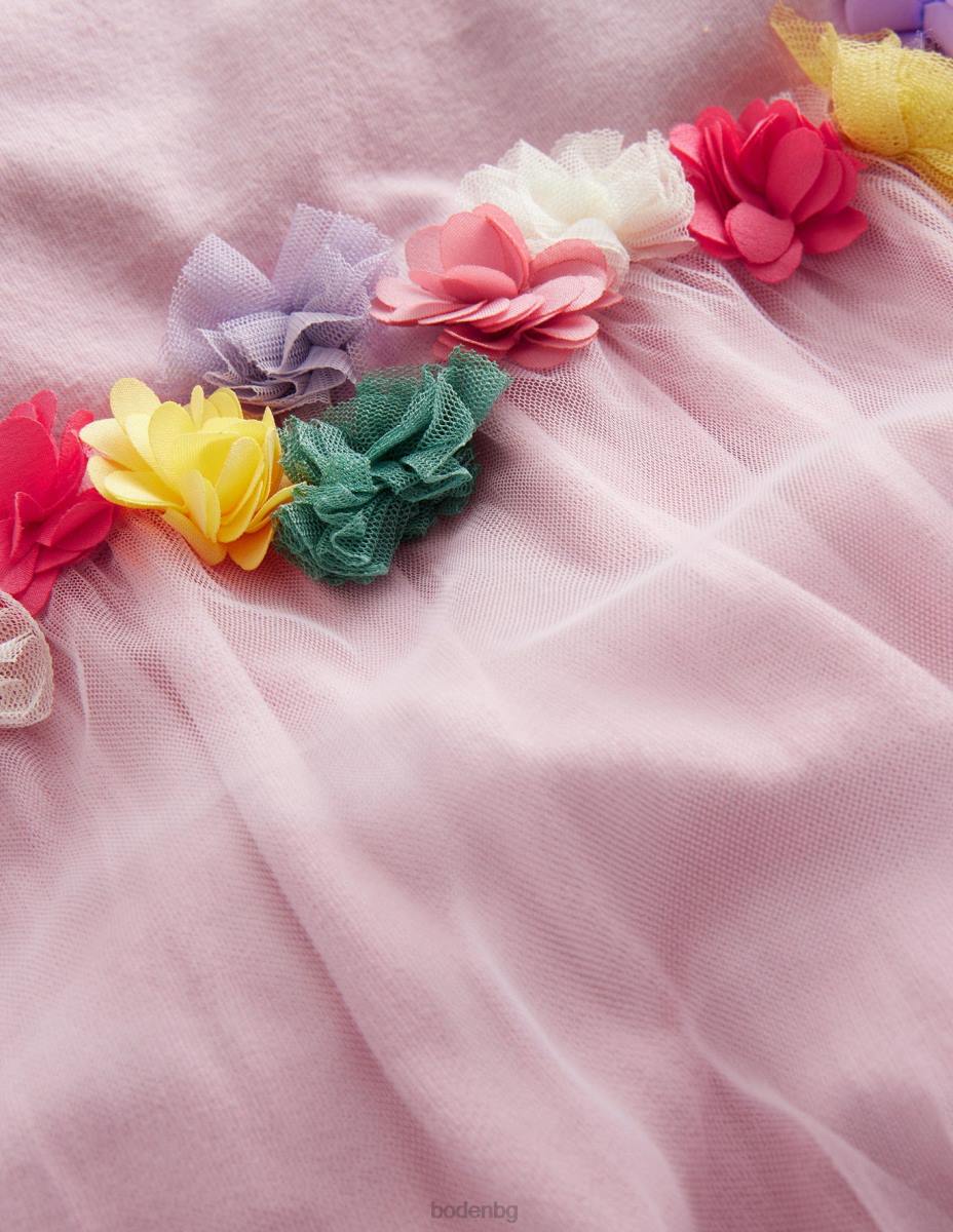 облекло Boden тениска с апликации от тюл френско розово момичета LL682846