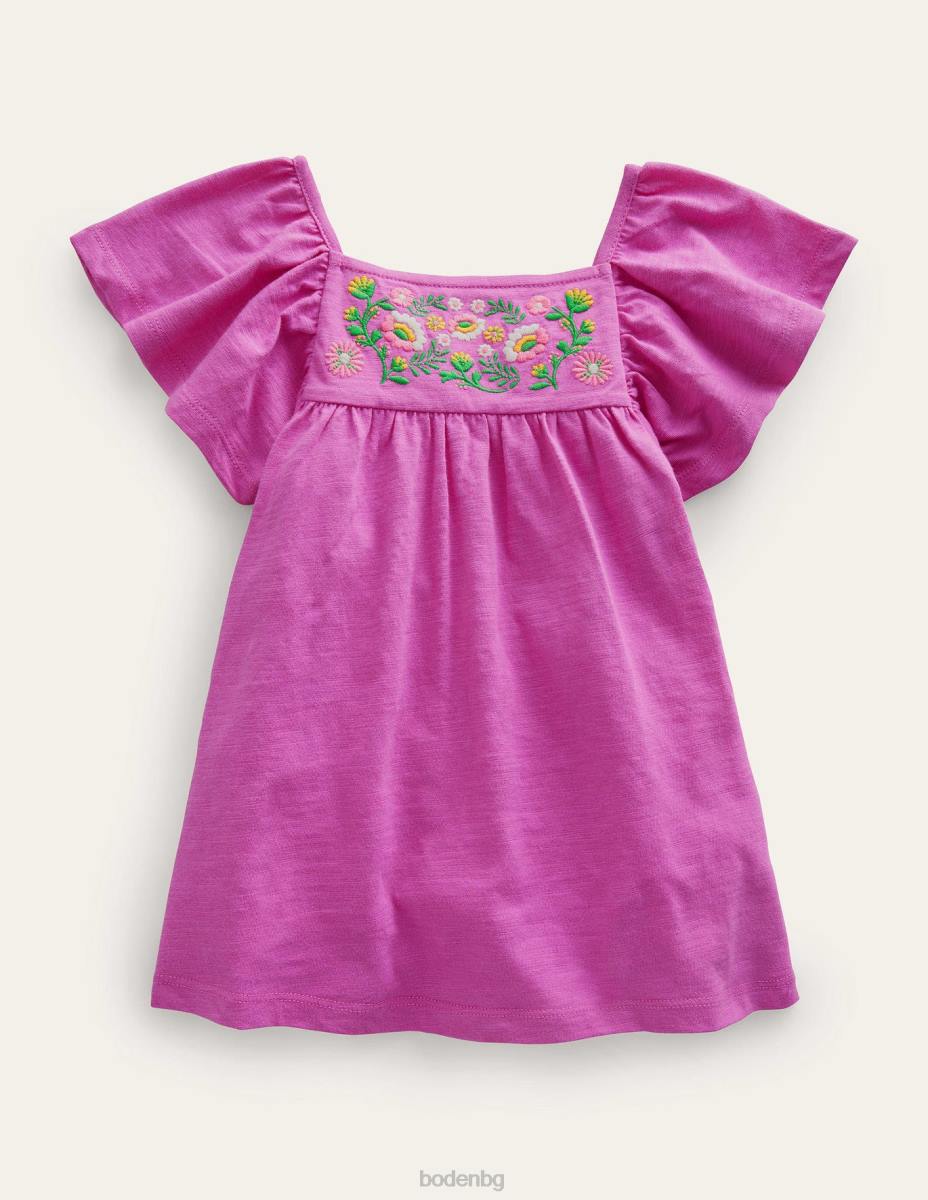 облекло Boden горна част от бродирано трико лъчиста орхидея лилаво момичета LL682855