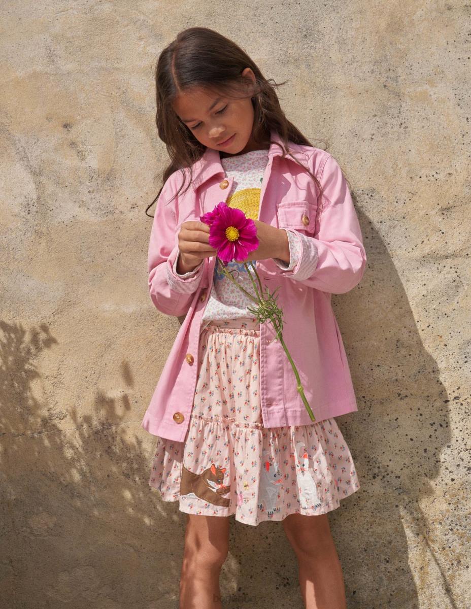 облекло Boden бродирана горна част флорална лимонада от слонова кост момичета LL682863