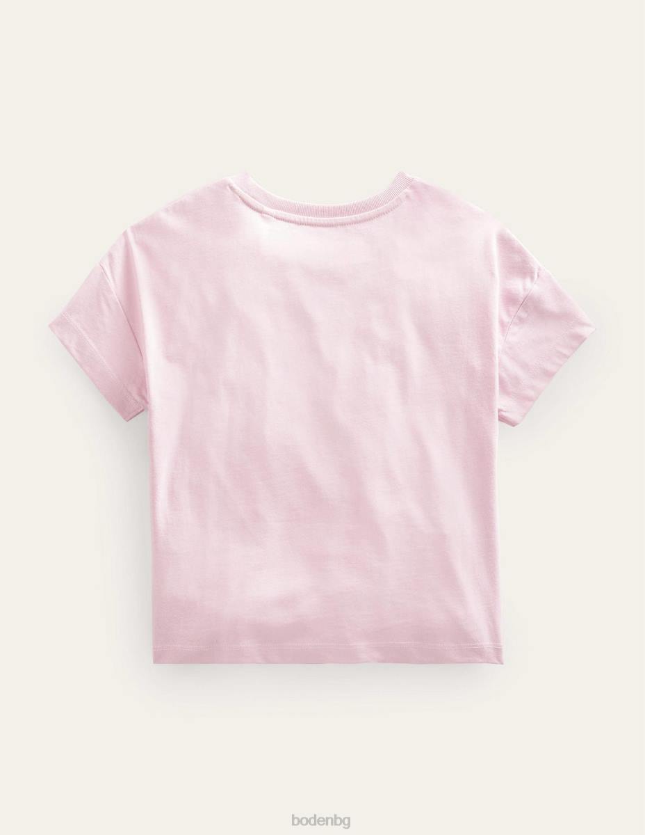 облекло Boden тениска с щампована графика френска розова надежда момичета LL682868