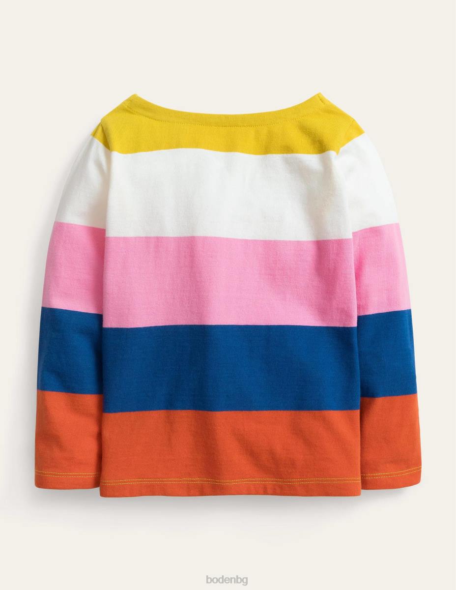 облекло Boden ежедневен бретон черешов цвят дъгова ивица момичета LL682873