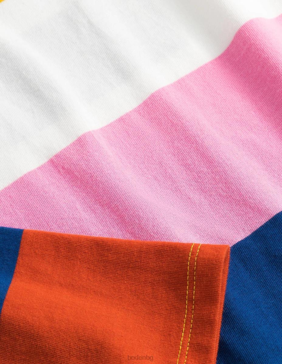 облекло Boden ежедневен бретон черешов цвят дъгова ивица момичета LL682873