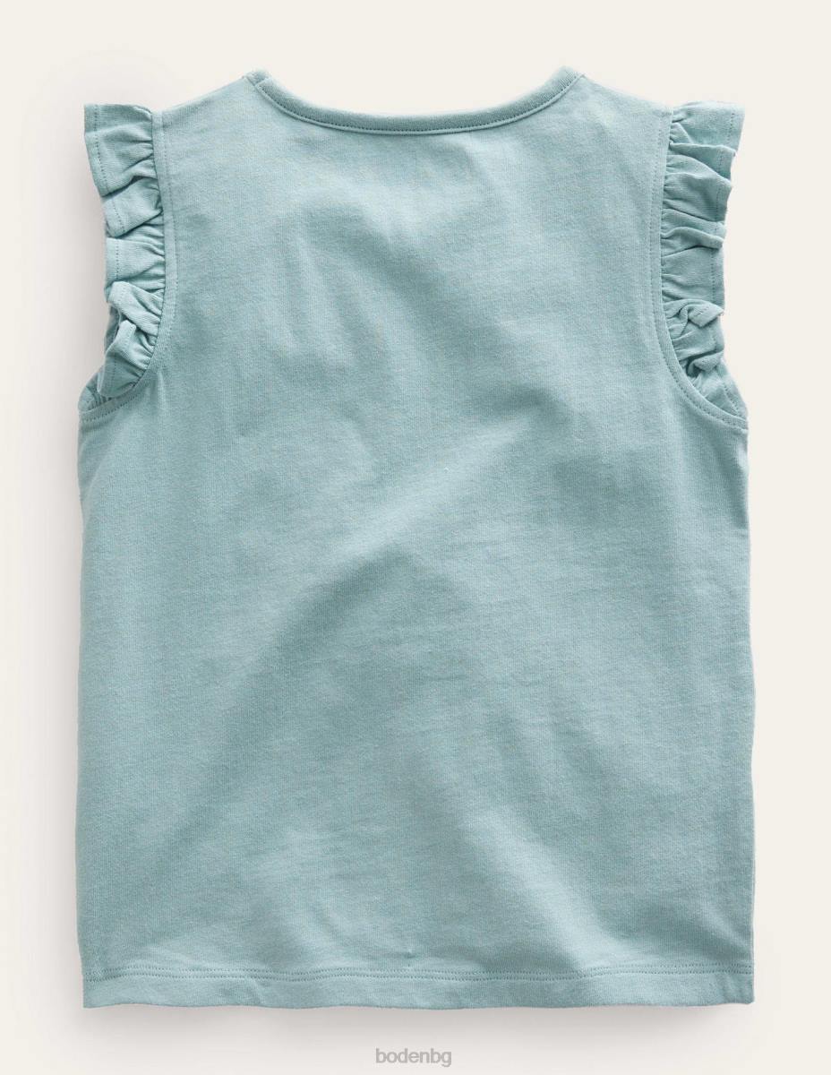 облекло Boden бродирана горна част турмалин синя ягода момичета LL682887