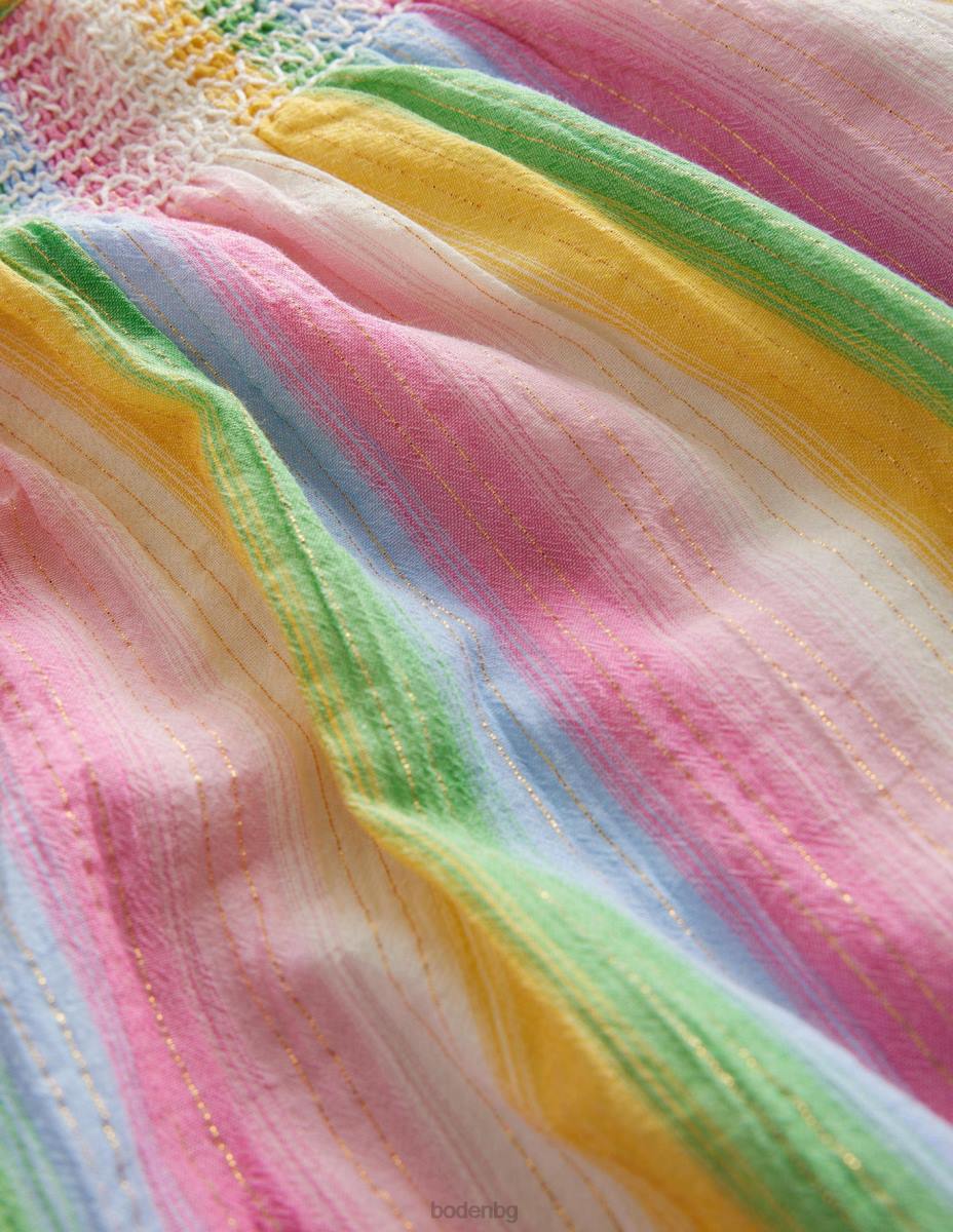 облекло Boden тъкана пушена горна част дъгова градиентна ивица момичета LL682921