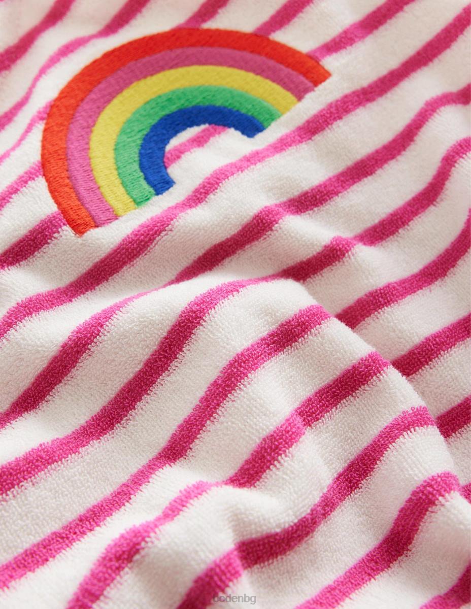 облекло Boden бродирана горна кърпа гъделичкана розова/слонова кост дъга момичета LL682923