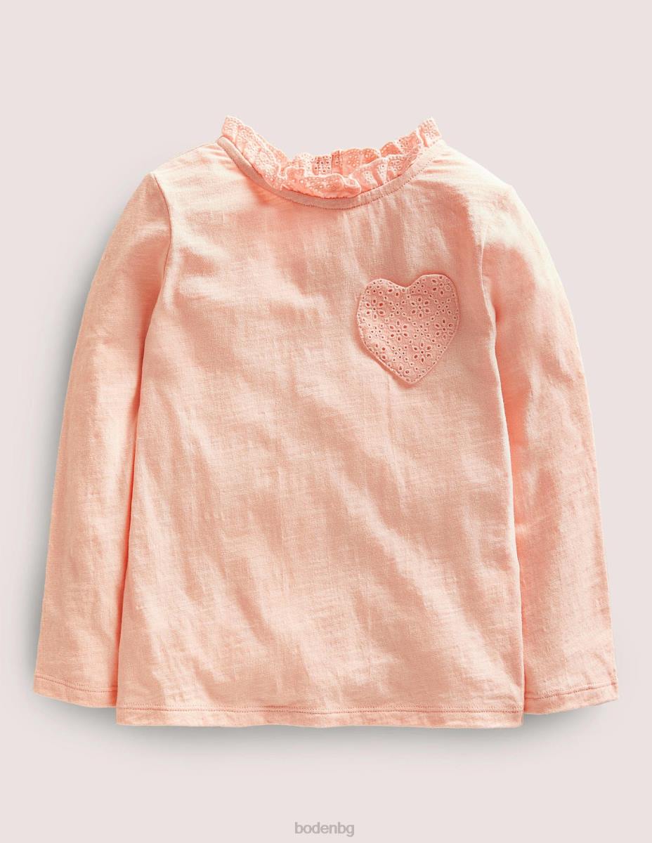 облекло Boden горнище с дълъг ръкав и сърце с джоб прованс прашно розово момичета LL682931