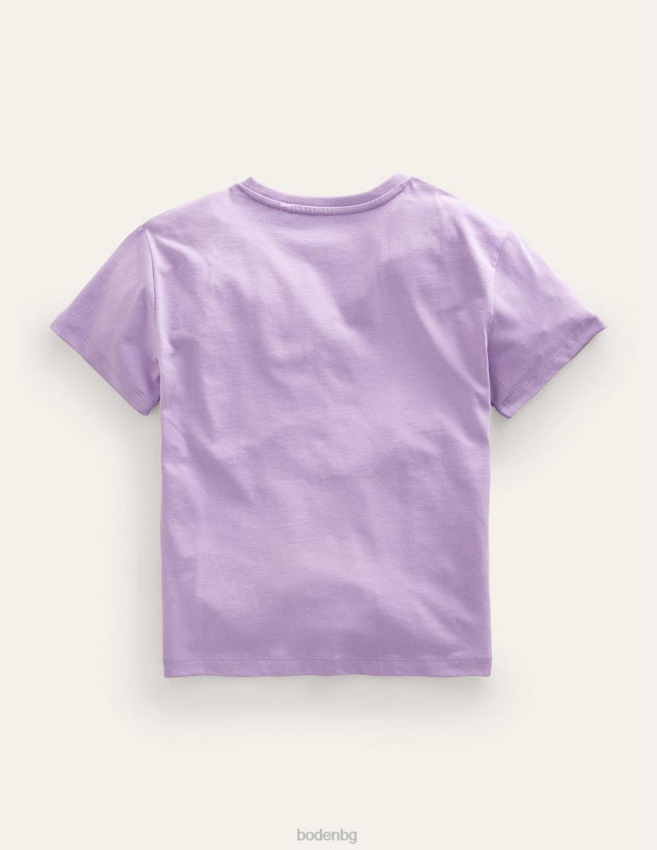 облекло Boden тениска с отпечатан лозунг мъгливо лавандулово самолюбие момичета LL682947