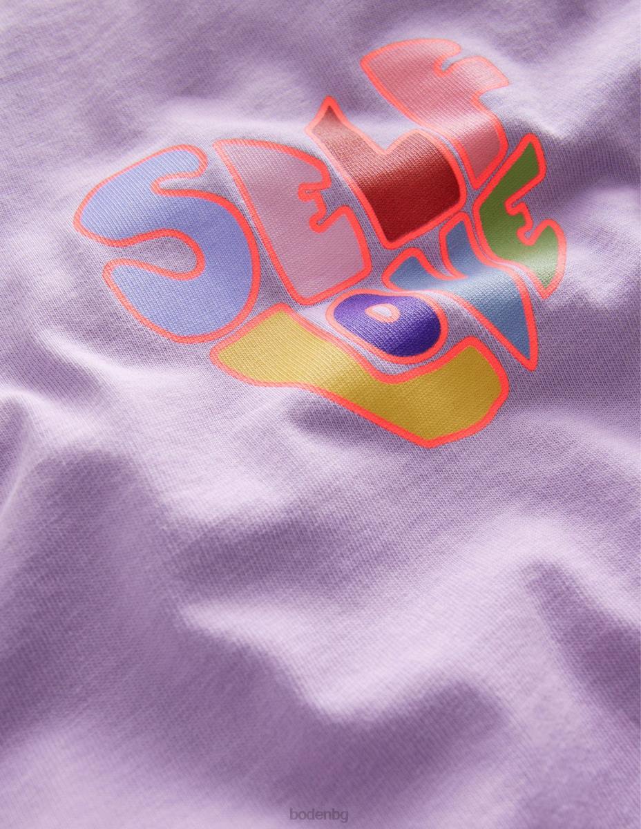 облекло Boden тениска с отпечатан лозунг мъгливо лавандулово самолюбие момичета LL682947