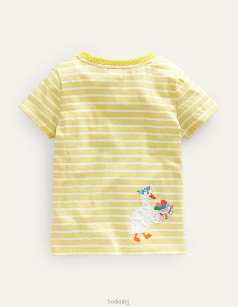 облекло Boden флатер тениска слонова кост/мек лимонов Великден момичета LL682949