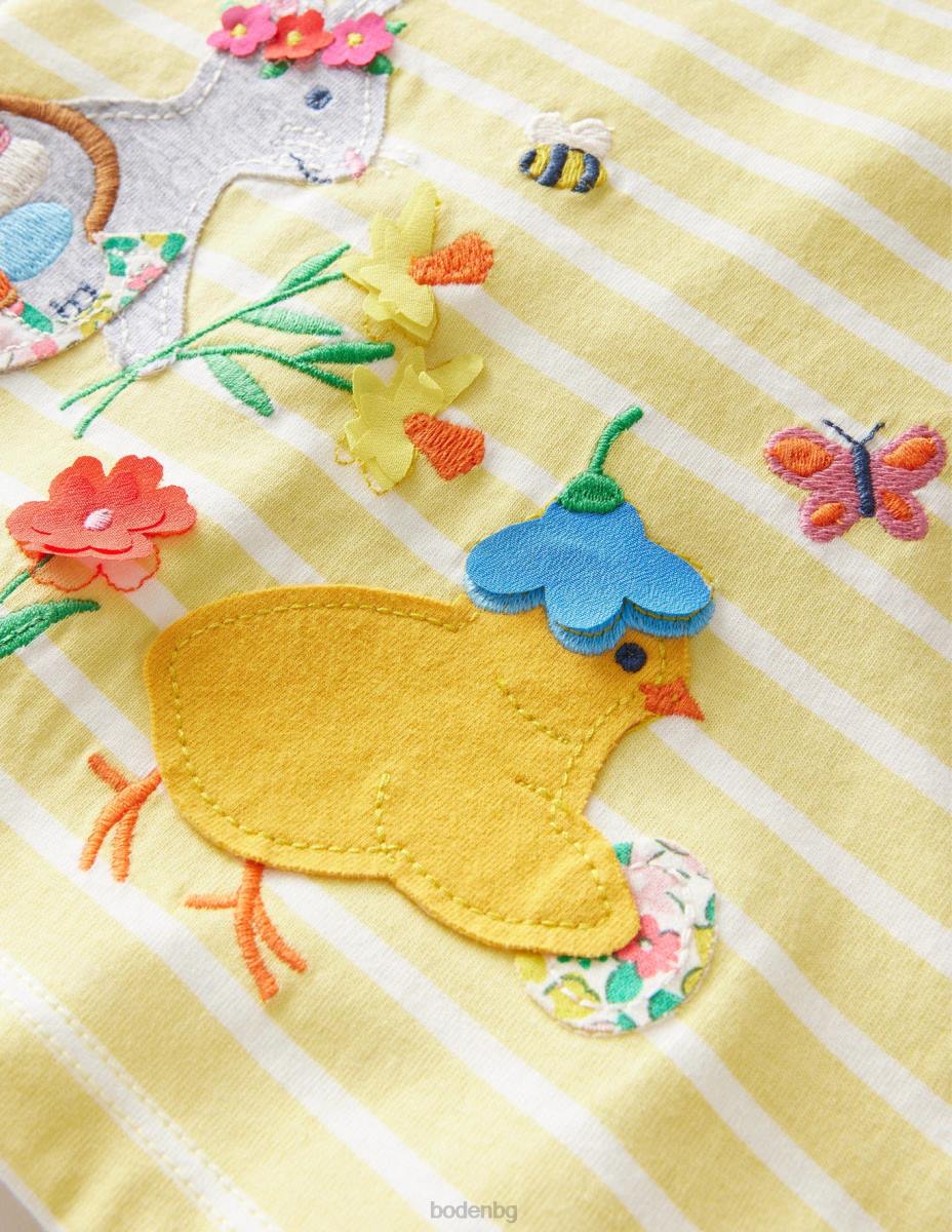 облекло Boden флатер тениска слонова кост/мек лимонов Великден момичета LL682949