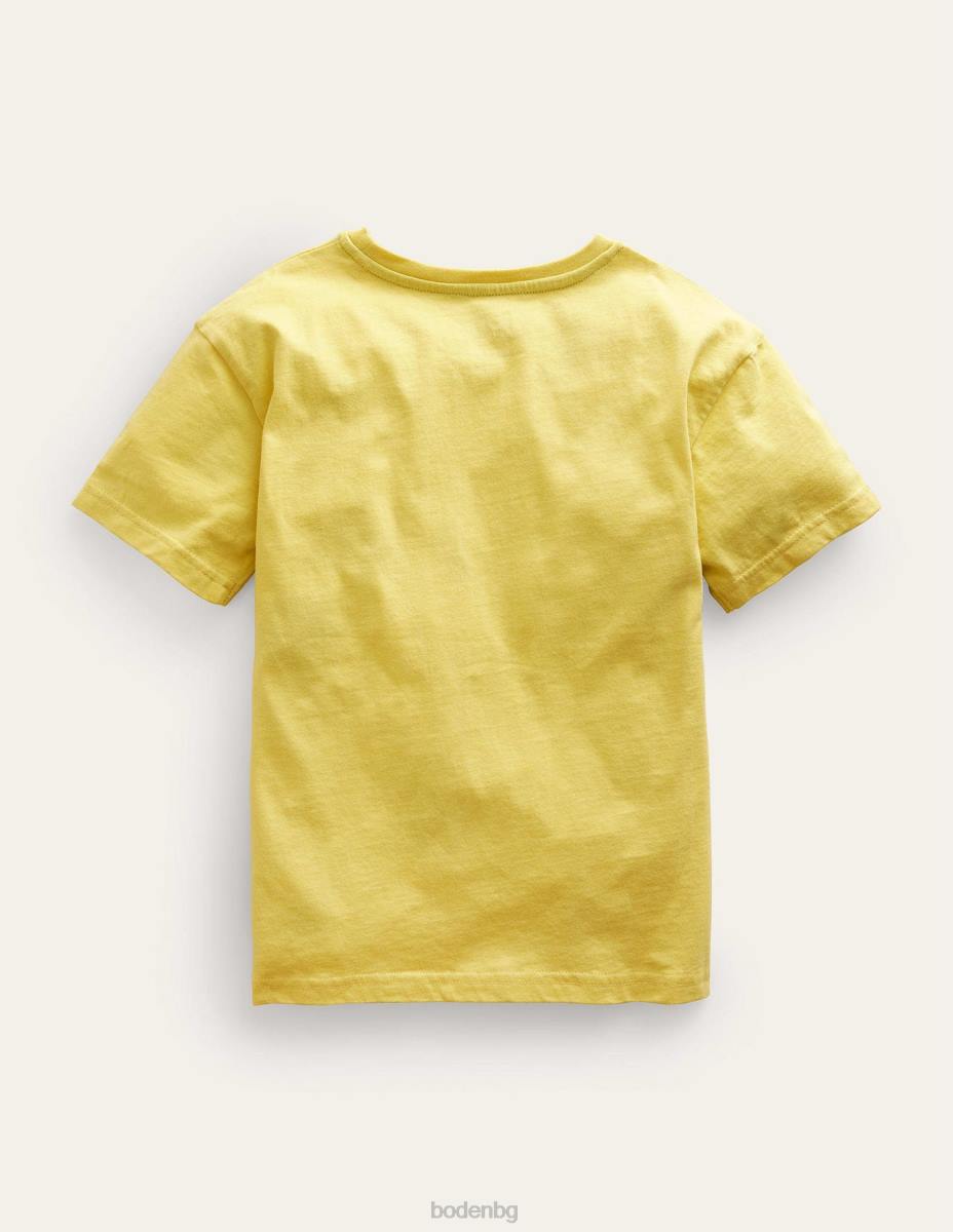 облекло Boden спокойна тениска с лого лютиче жълт динозавър момичета LL682953