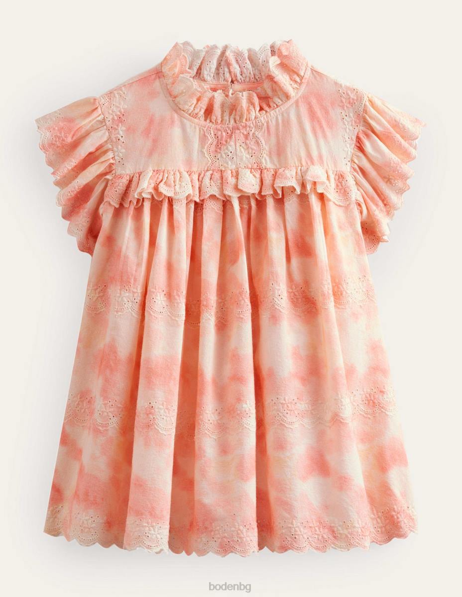 облекло Boden тъкан бродери топ розова боя за вратовръзка момичета LL682956