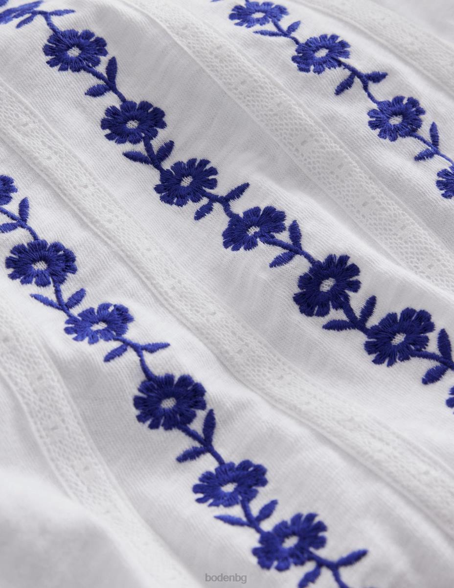 облекло Boden бродирано горнище от трико бяло момичета LL682963