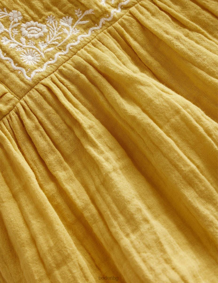 облекло Boden бродирана горна част от двоен плат лютиче момичета LL682965