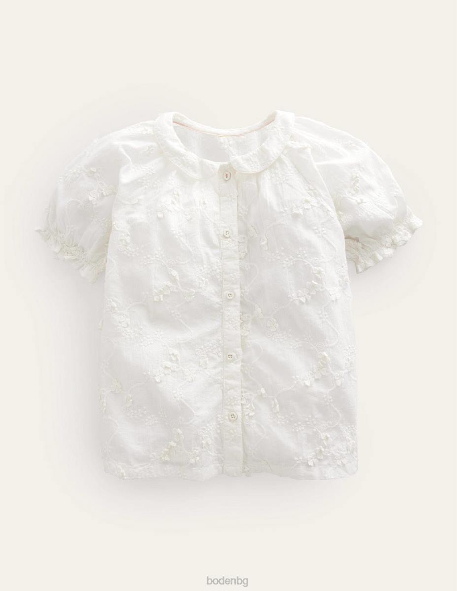 облекло Boden горна част с къс буф ръкав слонова кост момичета LL682974