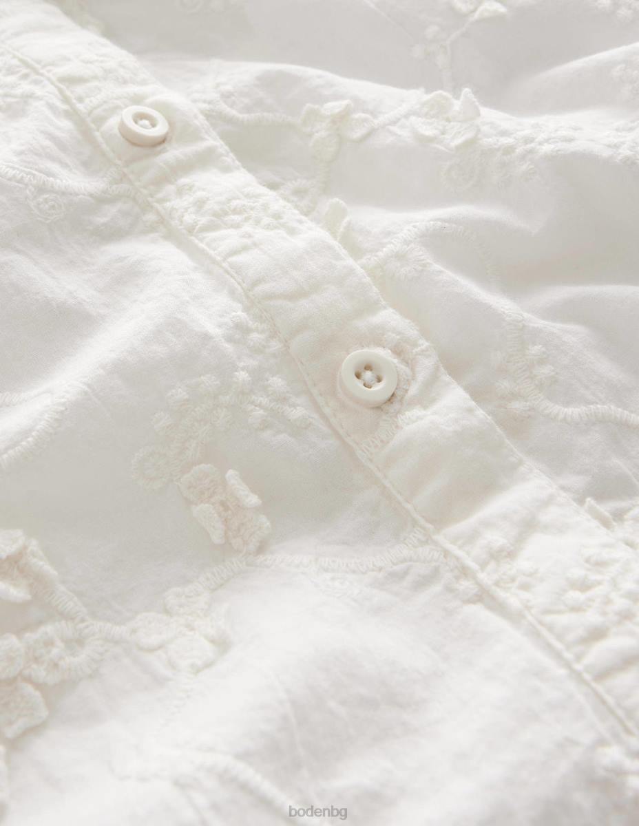 облекло Boden горна част с къс буф ръкав слонова кост момичета LL682974