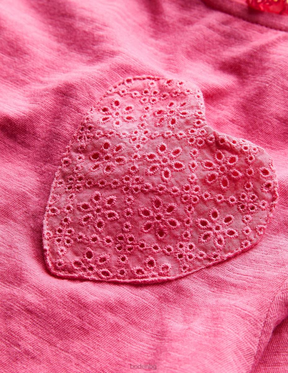 облекло Boden горнище с дълъг ръкав и сърце с джоб сладък уилям пинк момичета LL682982