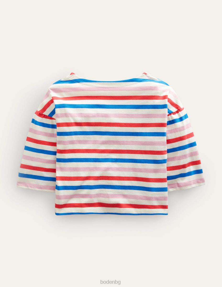 облекло Boden тениска с лодка ягодов тарт червено/люляково розово момичета LL682990