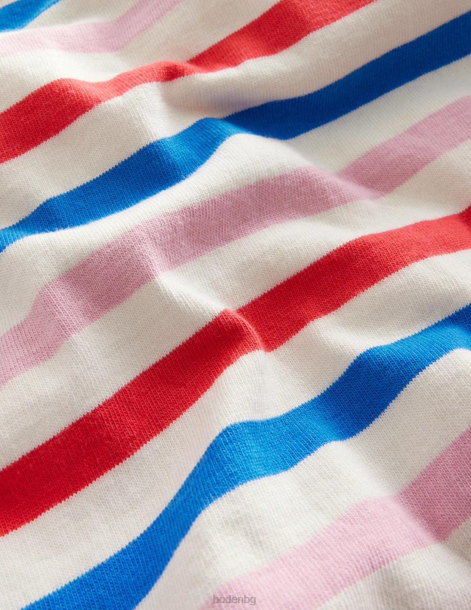 облекло Boden тениска с лодка ягодов тарт червено/люляково розово момичета LL682990