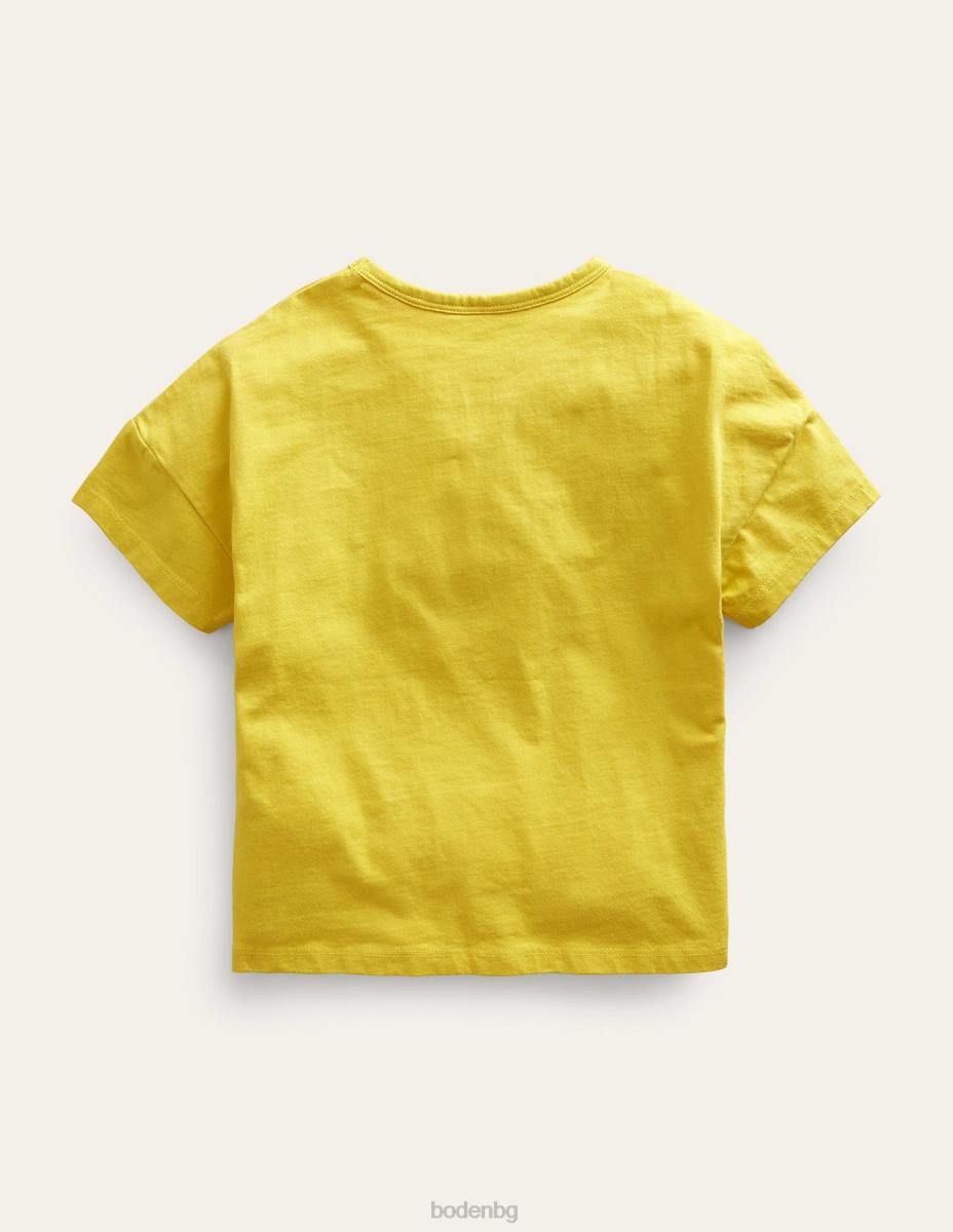 облекло Boden тениска с щампа жълти гъби момичета LL683008