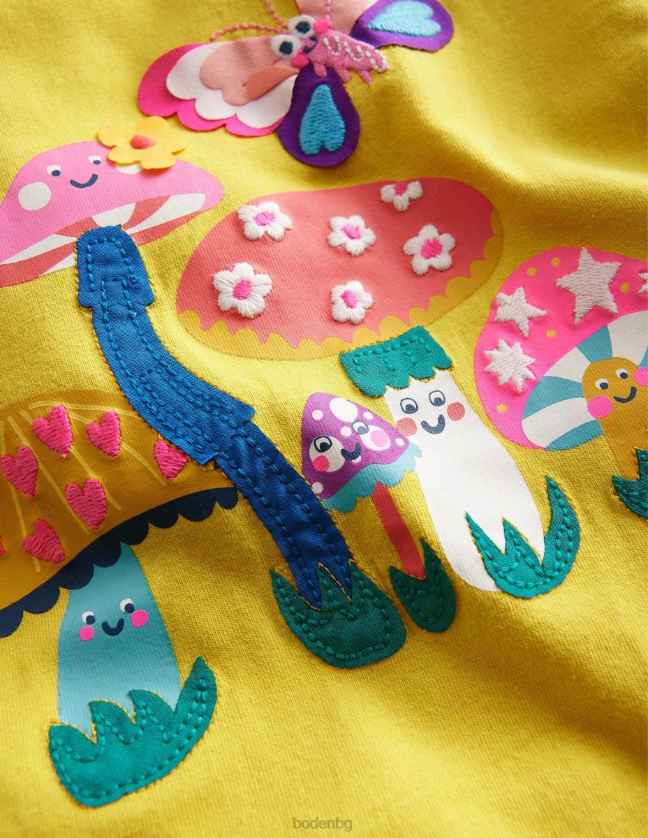 облекло Boden тениска с щампа жълти гъби момичета LL683008