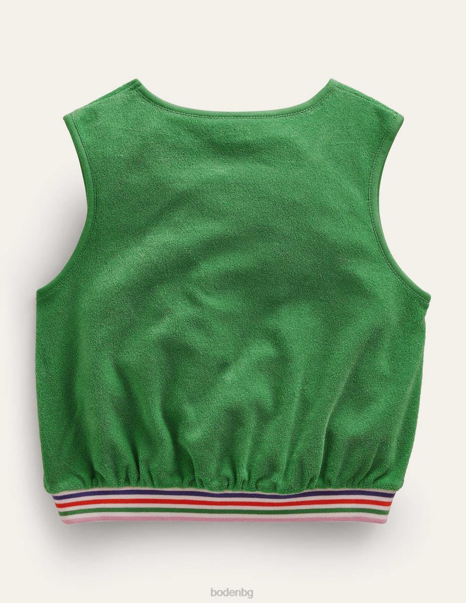 облекло Boden хавлиена жилетка алое зелено момичета LL683009