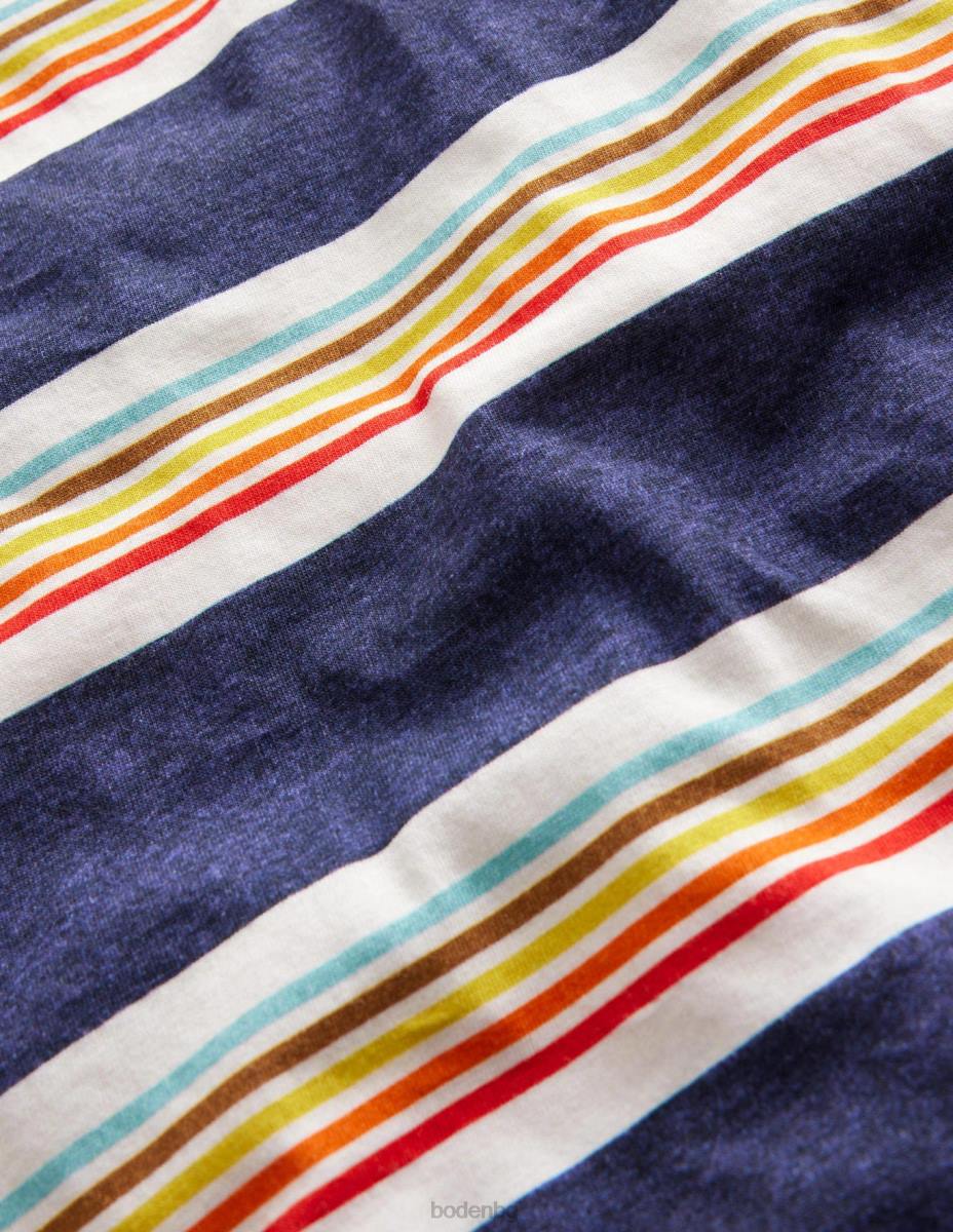 облекло Boden тениска с ретро райета мек десен борд син/мулти момичета LL683012