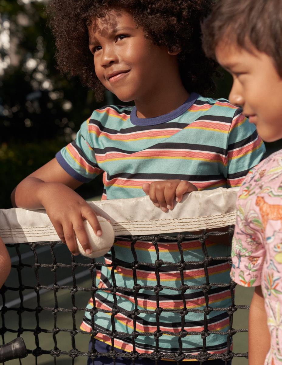 облекло Boden тениска с ретро райета аква морско синьо/мулти момичета LL683030