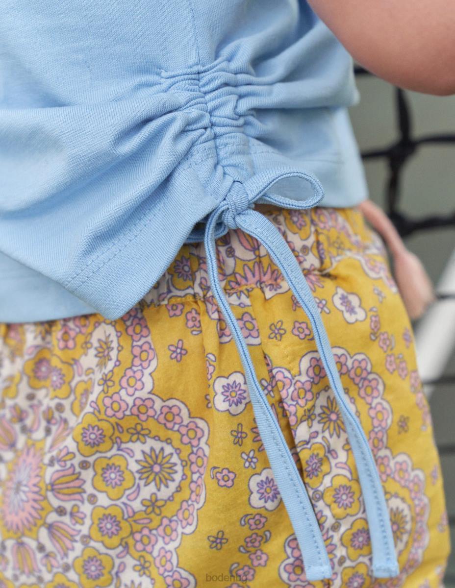 облекло Boden нагъната странична тениска изглед синьо момичета LL683032