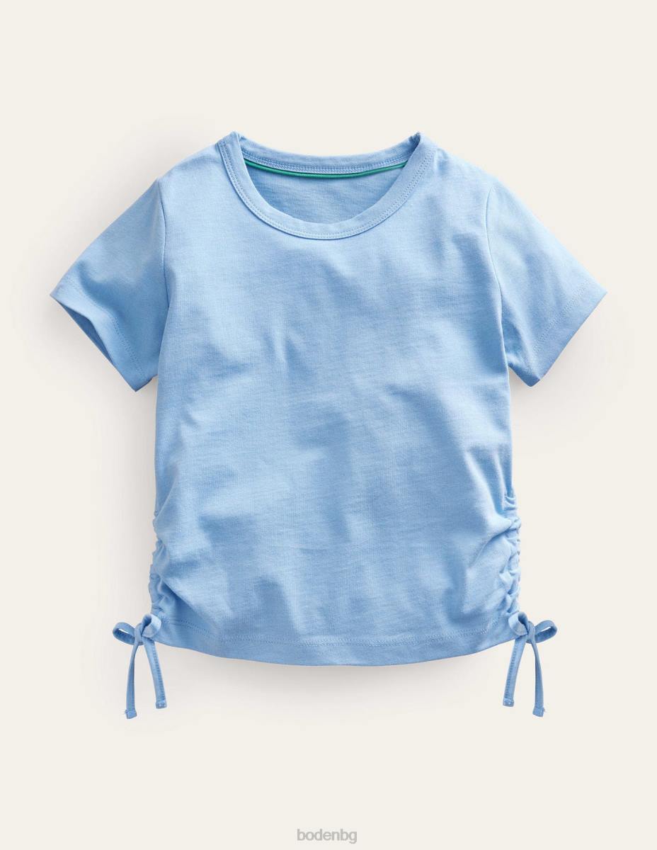 облекло Boden нагъната странична тениска изглед синьо момичета LL683032