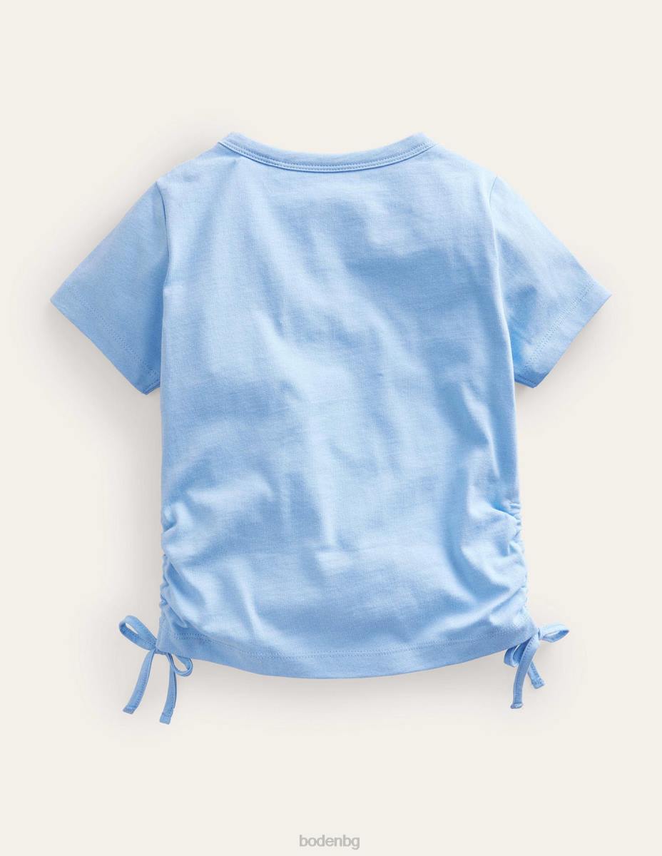 облекло Boden нагъната странична тениска изглед синьо момичета LL683032