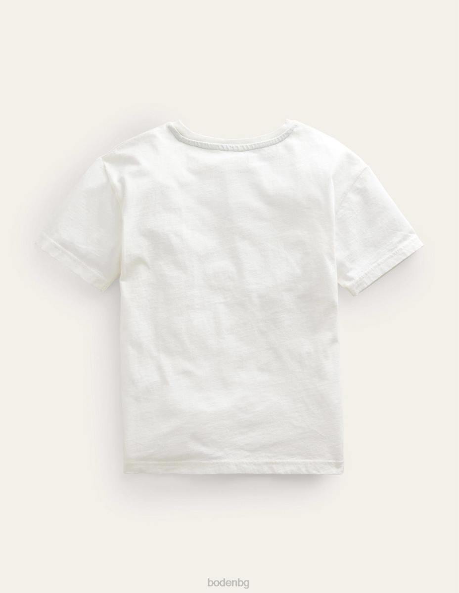 облекло Boden земна тениска пръст от слонова кост момичета LL683039