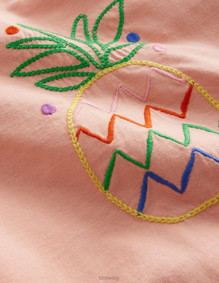 облекло Boden горна част с бродирано лого прашен розов ананас момичета LL683041