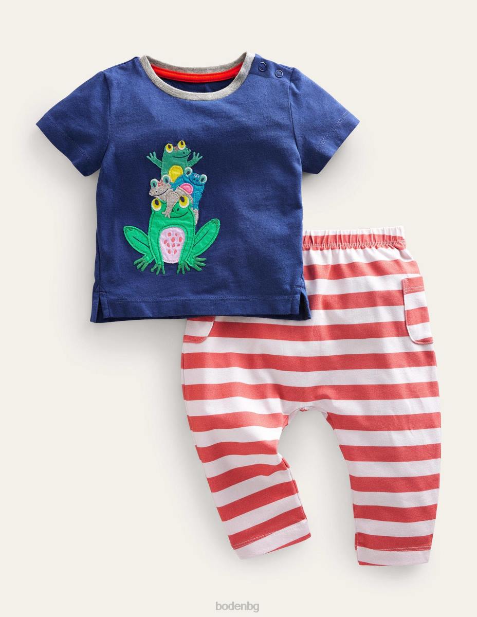 облекло Boden горна и долна част с апликация морска жаба момичета LL683042