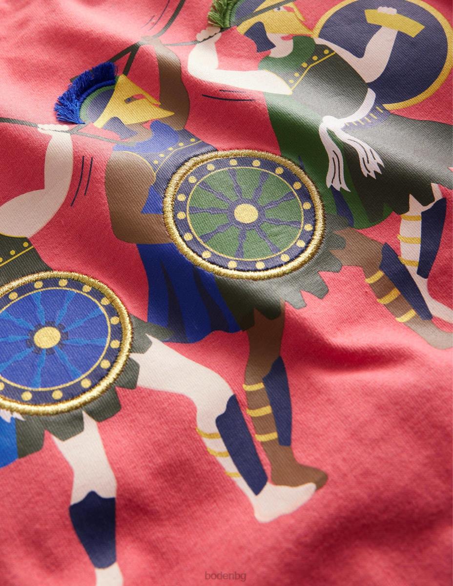 облекло Boden воин тениска сладко червено момичета LL683043