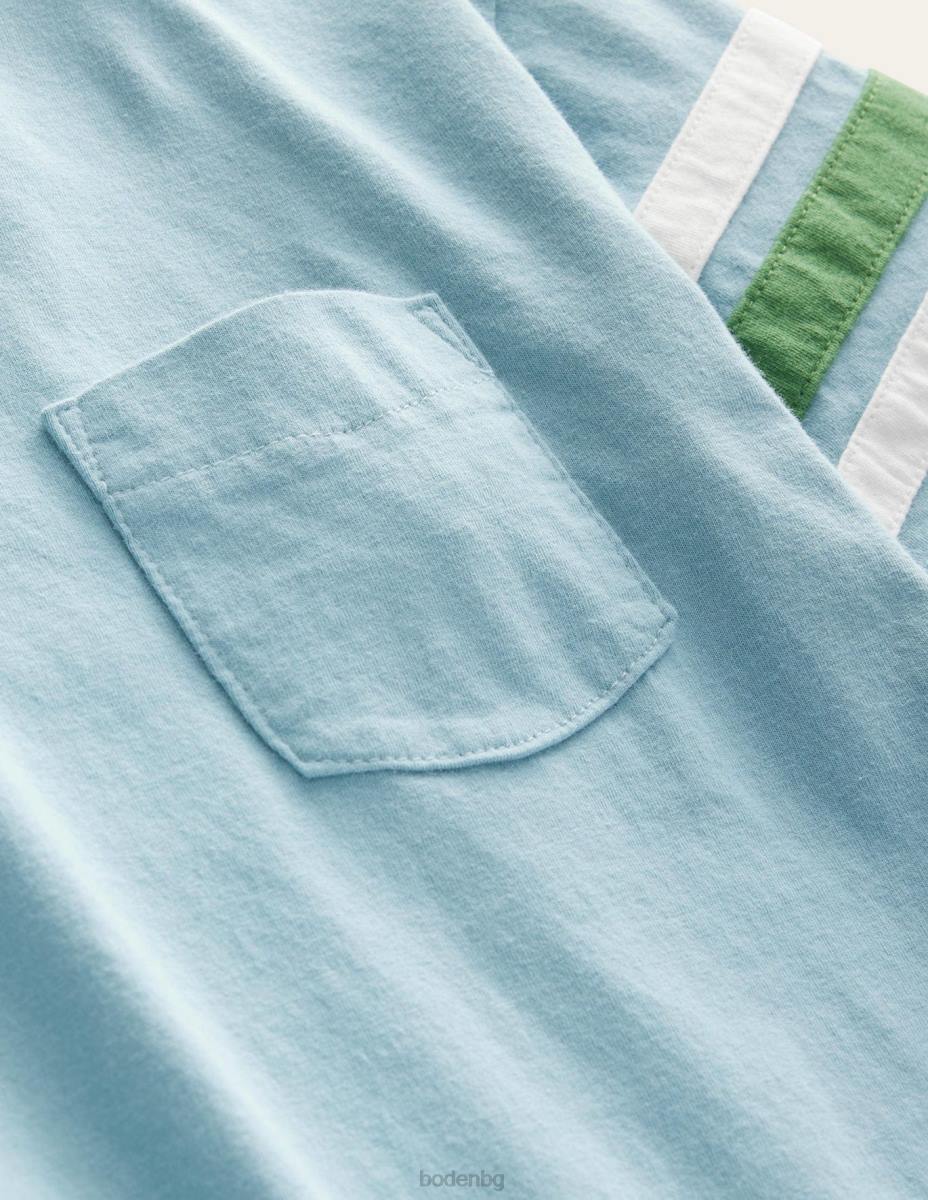 облекло Boden тениска с контрастно райе турмалиново синьо момичета LL683049