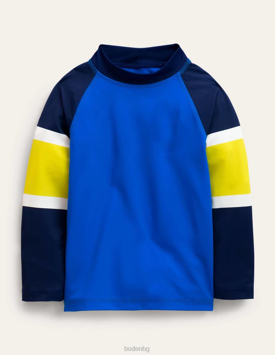 облекло Boden обрив жилетка син цветен блок момичета LL683054