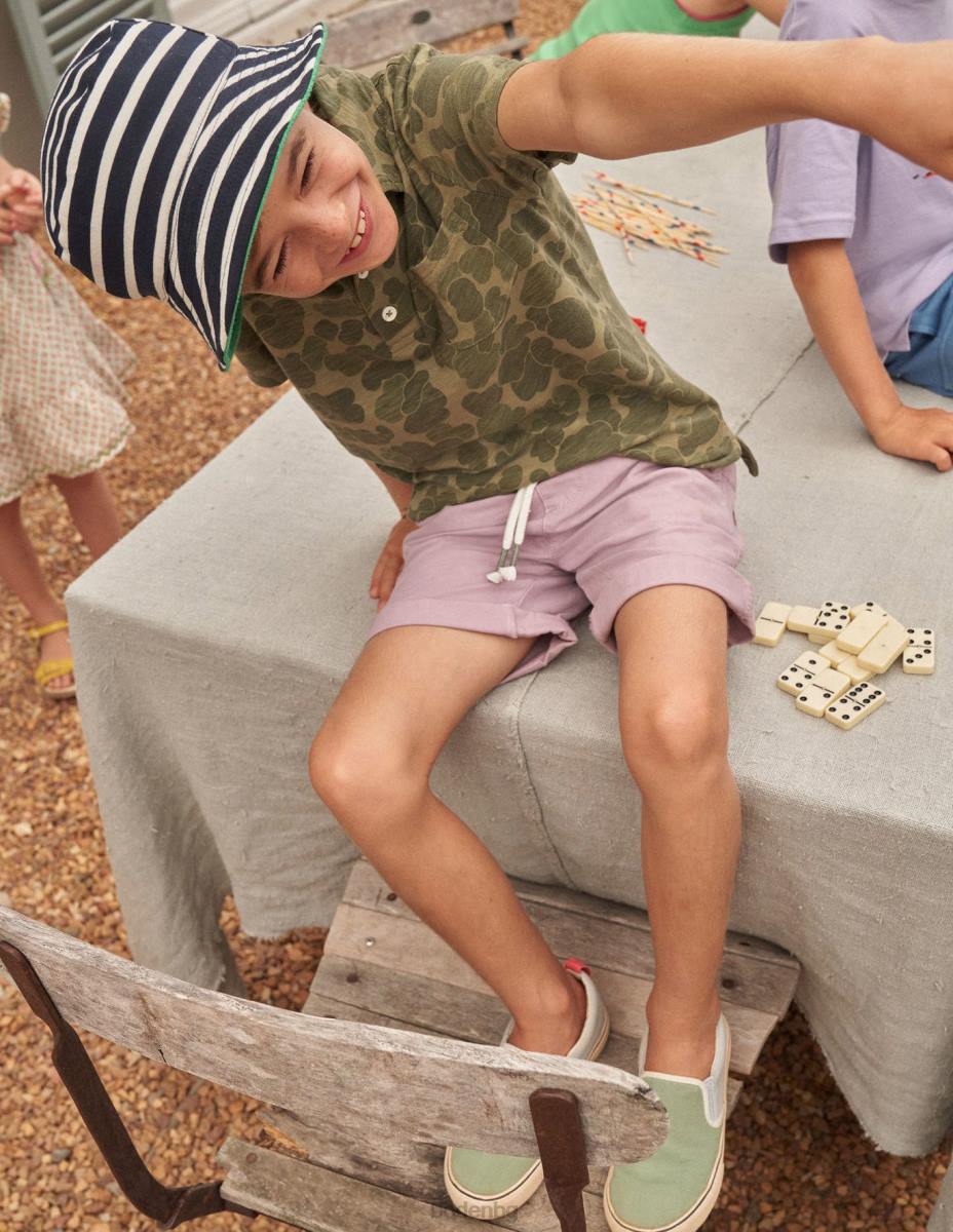 облекло Boden шарено поло от трико зелен камуфлаж момичета LL683058