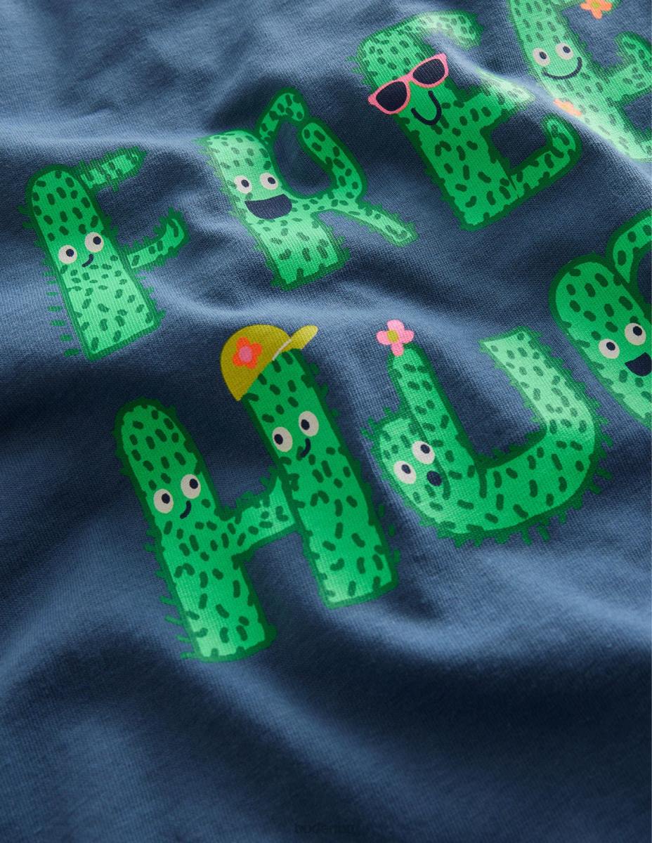 облекло Boden графична тениска робот сини безплатни прегръдки момичета LL683059