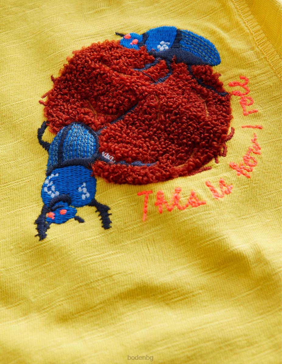 облекло Boden тениска с лого с принт на букле цариградско грозде момичета LL683065