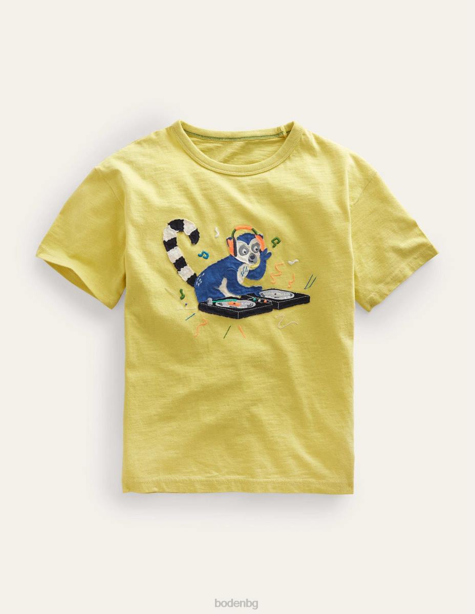 облекло Boden спокойна тениска с апликации лютиче жълто момичета LL683066