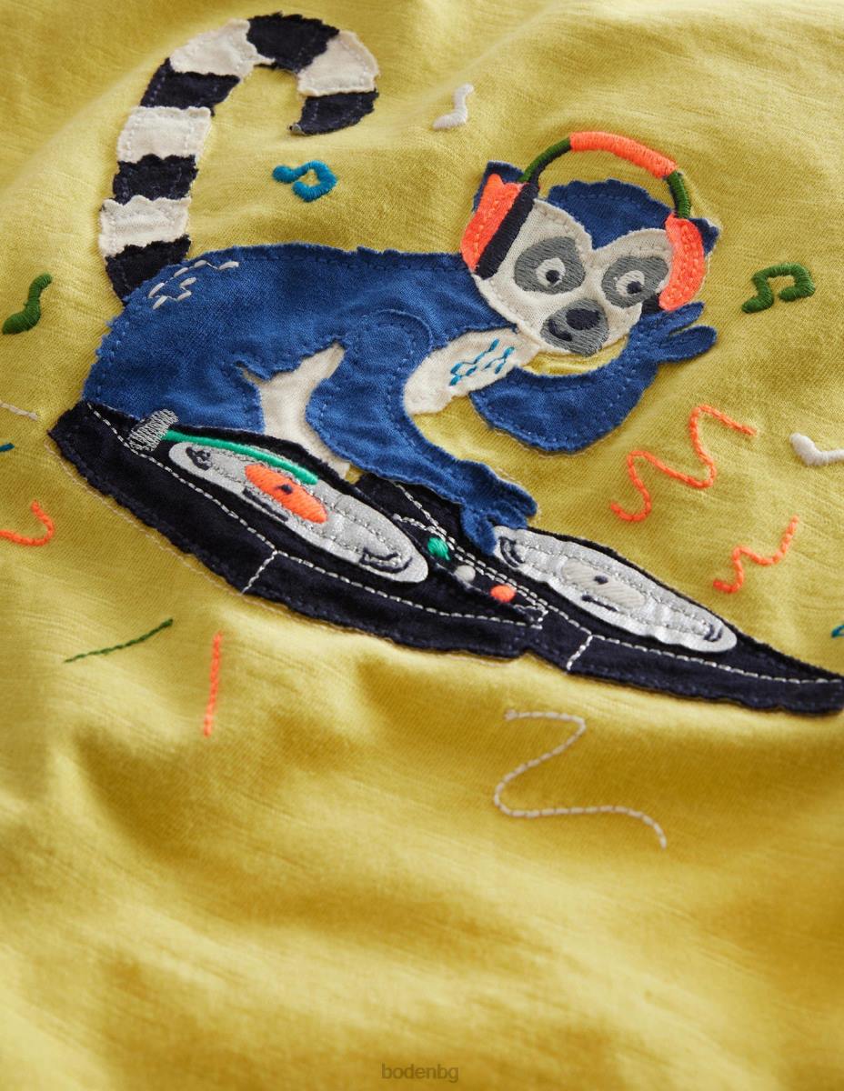 облекло Boden спокойна тениска с апликации лютиче жълто момичета LL683066