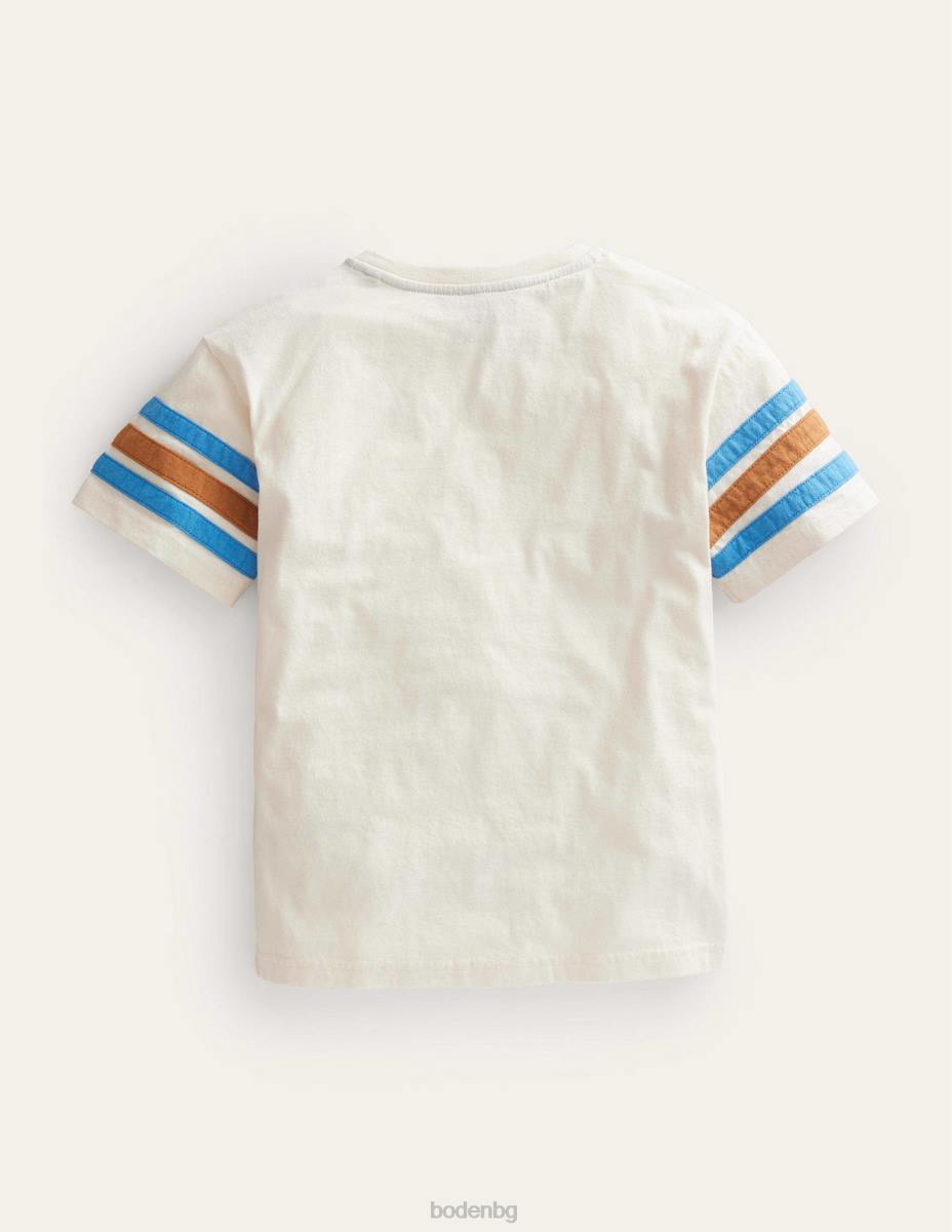 облекло Boden тениска с контрастно райе бяла шушулка ванилия момичета LL683074