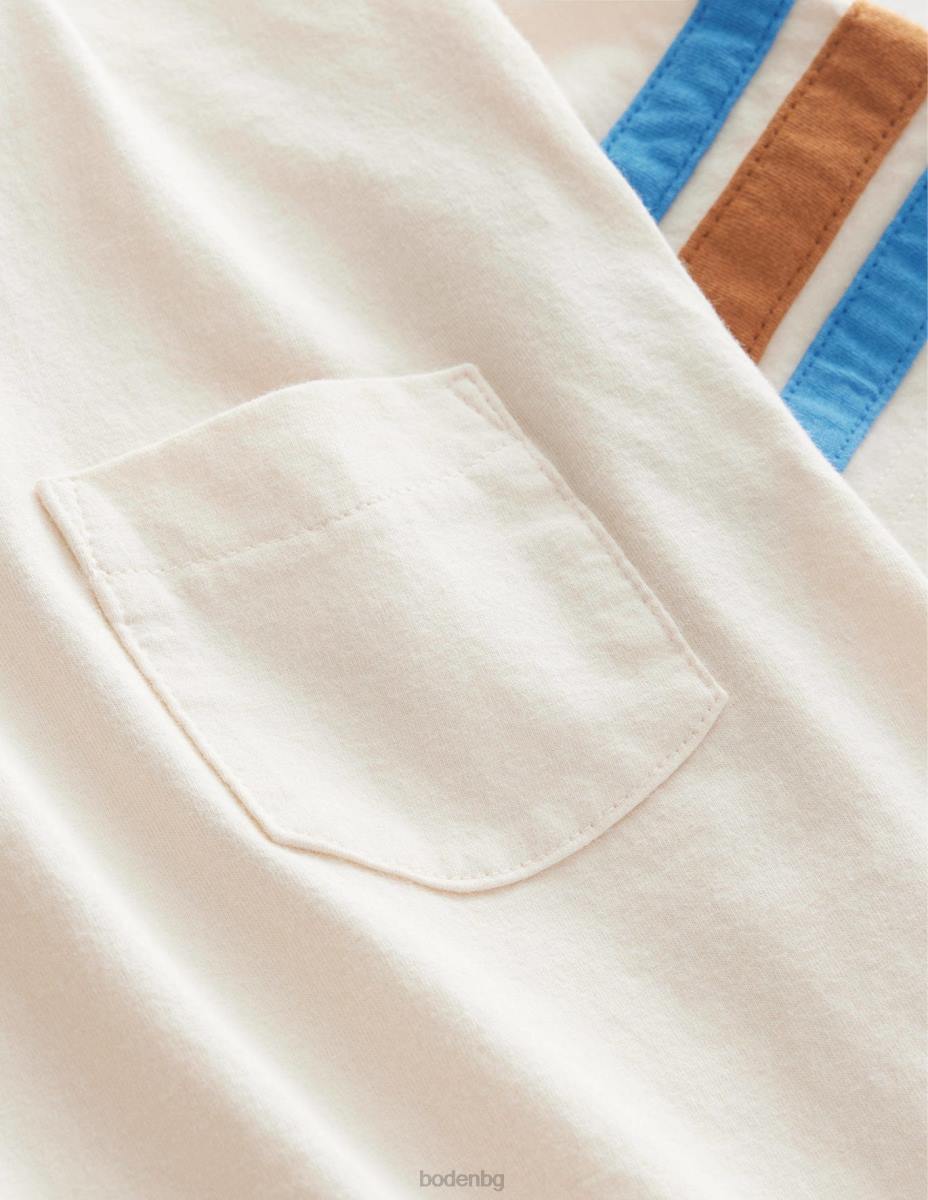 облекло Boden тениска с контрастно райе бяла шушулка ванилия момичета LL683074