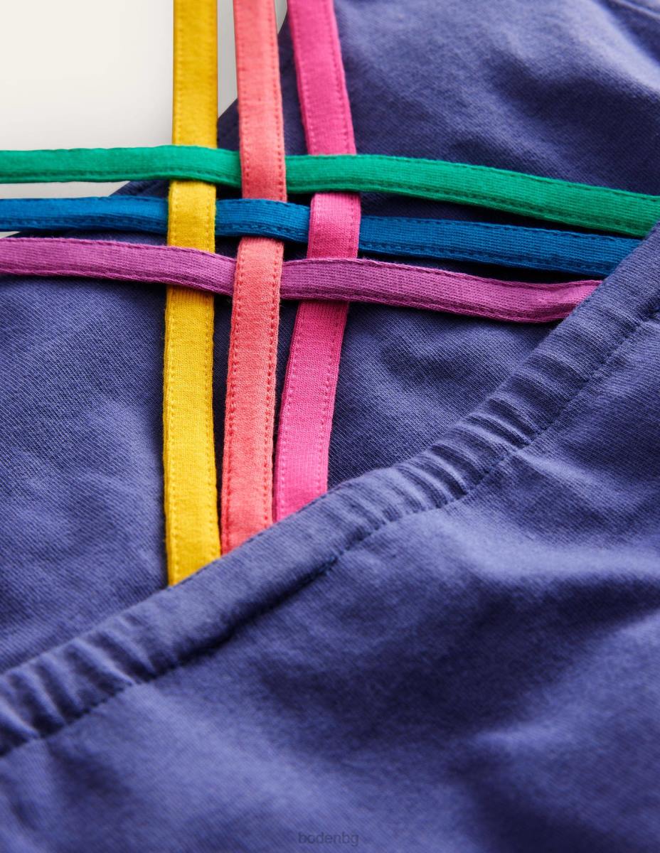 облекло Boden жилетка с цветна каишка меко десен борд синьо момичета LL683081